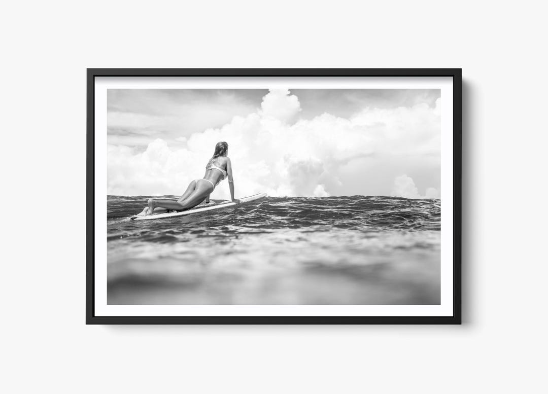 Fine Art Black and White Ocean Fun Photography, Beach Girl Surfer ...