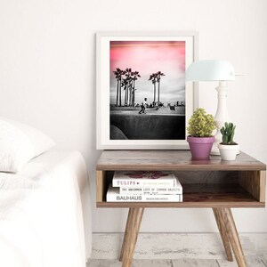 Skateboard Print, Venice Beach, Skateboard Wall Art, Skateboard print, black and white Los Angeles, California, Venice Skatepark image 7