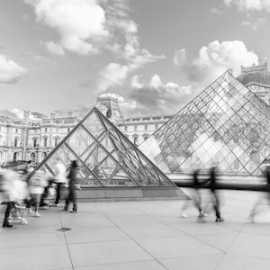 Paris Photography, Louvre Photo, Paris black white, French Home Decor, Travel Fine Art Photograph, Paris Architecture