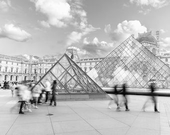 Paris Photography, Louvre Photo, Paris black white, French Home Decor, Travel Fine Art Photograph, Paris Architecture
