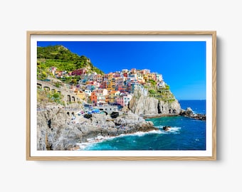 Fine Art Italy Photography, Cinque Terre, Manarola Town, Liguria, Italy Coastal Ocean Wall Art, Italian Home Decor, European Cliff Village