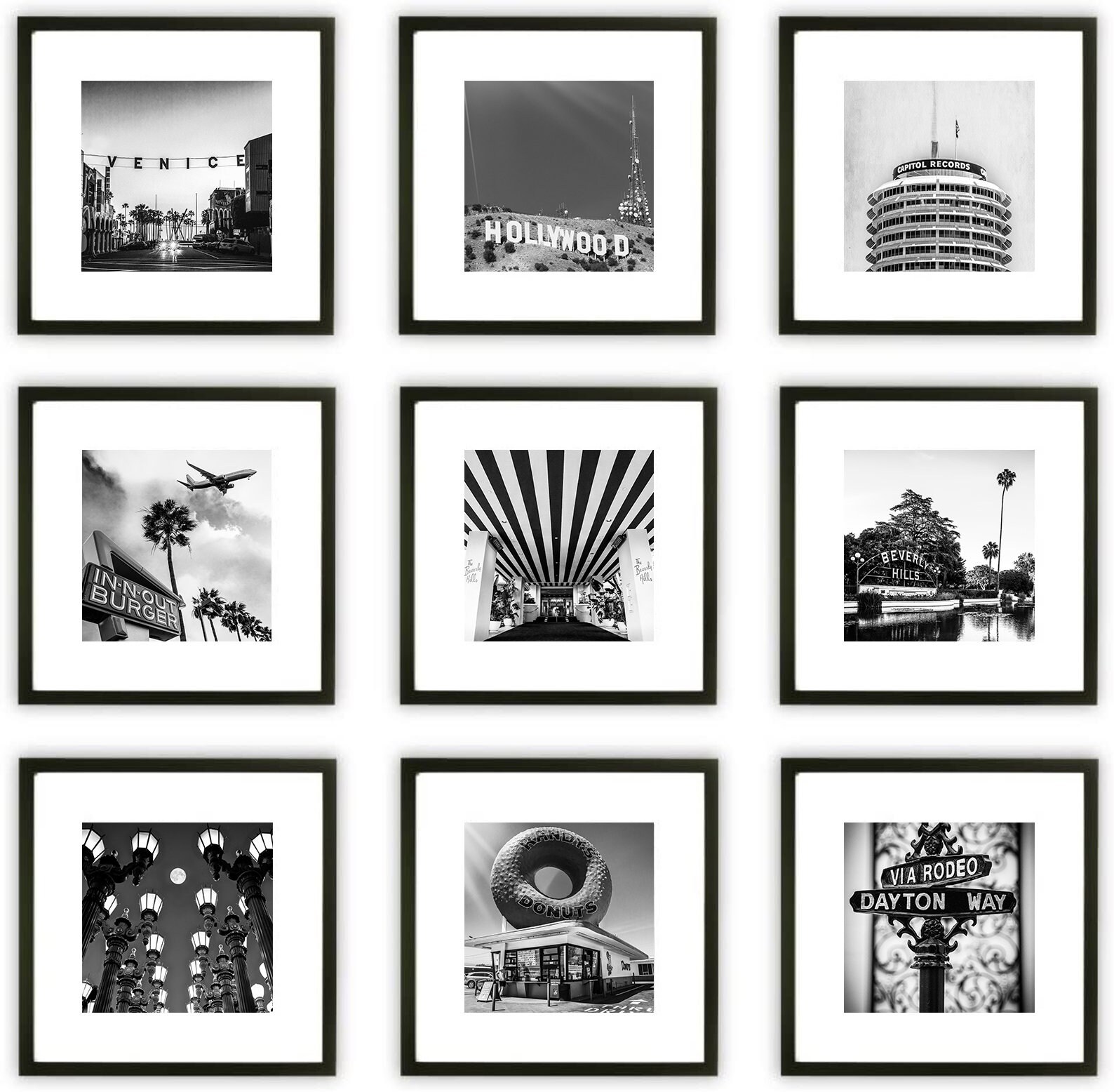 Hollywood Wall Art Set Los Angeles Gallery Wall Square Etsy