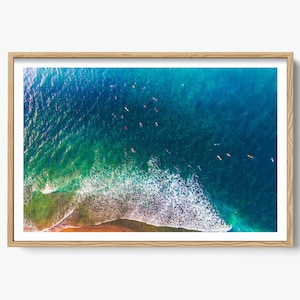 Aerial Beach Print, Beach Photography, California Surf, Ocean Print, Coastal Wall Art, Los Angeles, Santa Monica, Large Beach photo