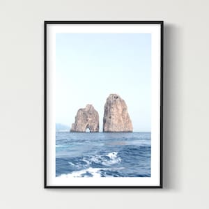 Fine Art Italian Coast Photography, Capri Print, Italy Coastal Ocean Wall Art, Italian Home Decor, Beach Photography, Rocks in Ocean Print