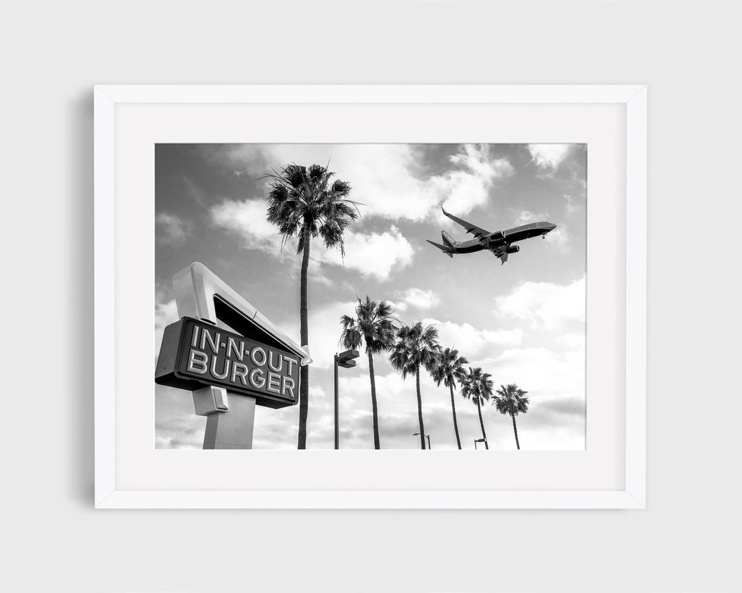 Black and White Los Angeles Innout Burger Print, Wall Art Print