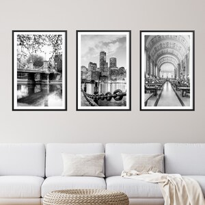 Fine Art Boston Gallery Wall, Historic New England Photography, Boston Garden, Boston Public Library, Set of Three, SALE 20%, Massachusetts