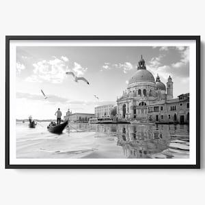 Fine Art Venedig Schwarz-Weiß-Fotografie, Italien Canal Grande Venedig Druck, Venedig Wandkunst, Venedig Gondoliere, Kanal Fine Art Fotografie