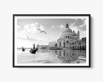 Fine Art Venice Black and White Photography, Italy Grand Canal Venice Print, Venice Wall Art, Venice Gondolier, Canal Fine Art Photography
