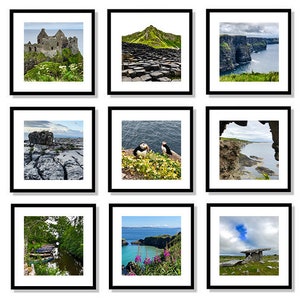 Ireland Wall Art Set, Irish Photo prints, Square Prints, Counryside, Castle, Set of 9, Irish gift