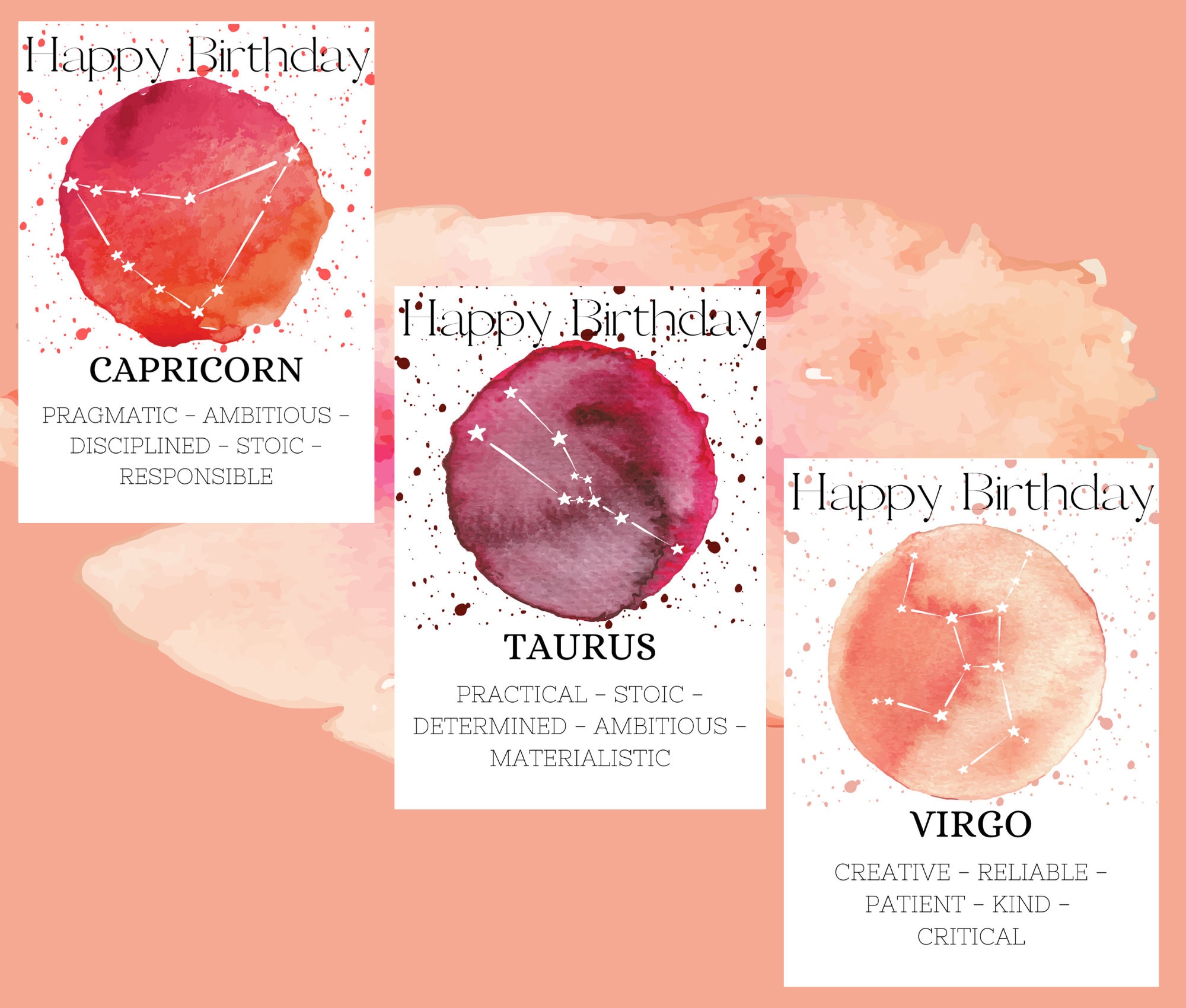 ALLE 12 SternzeichenGeburstagsKartenSET / Alle Zodiac Etsy