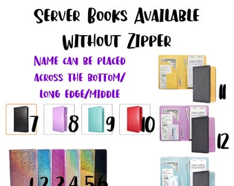 Server Book for Waitress, Waitress Book, Custom Server Book, Server Pouch,  Organizer with zipper, Server Book with Zipper, Sparkle Wallet