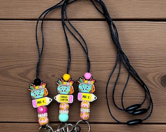 Silicone Bead Teacher Lanyard: Custom Pencil Design