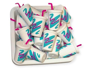 Cuentas de silicona 3D con forma de copa: estilo retro de los 90 (paquete de 2)