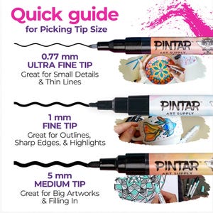 A close-up of a fine-tip acrylic marker creating delicate details.