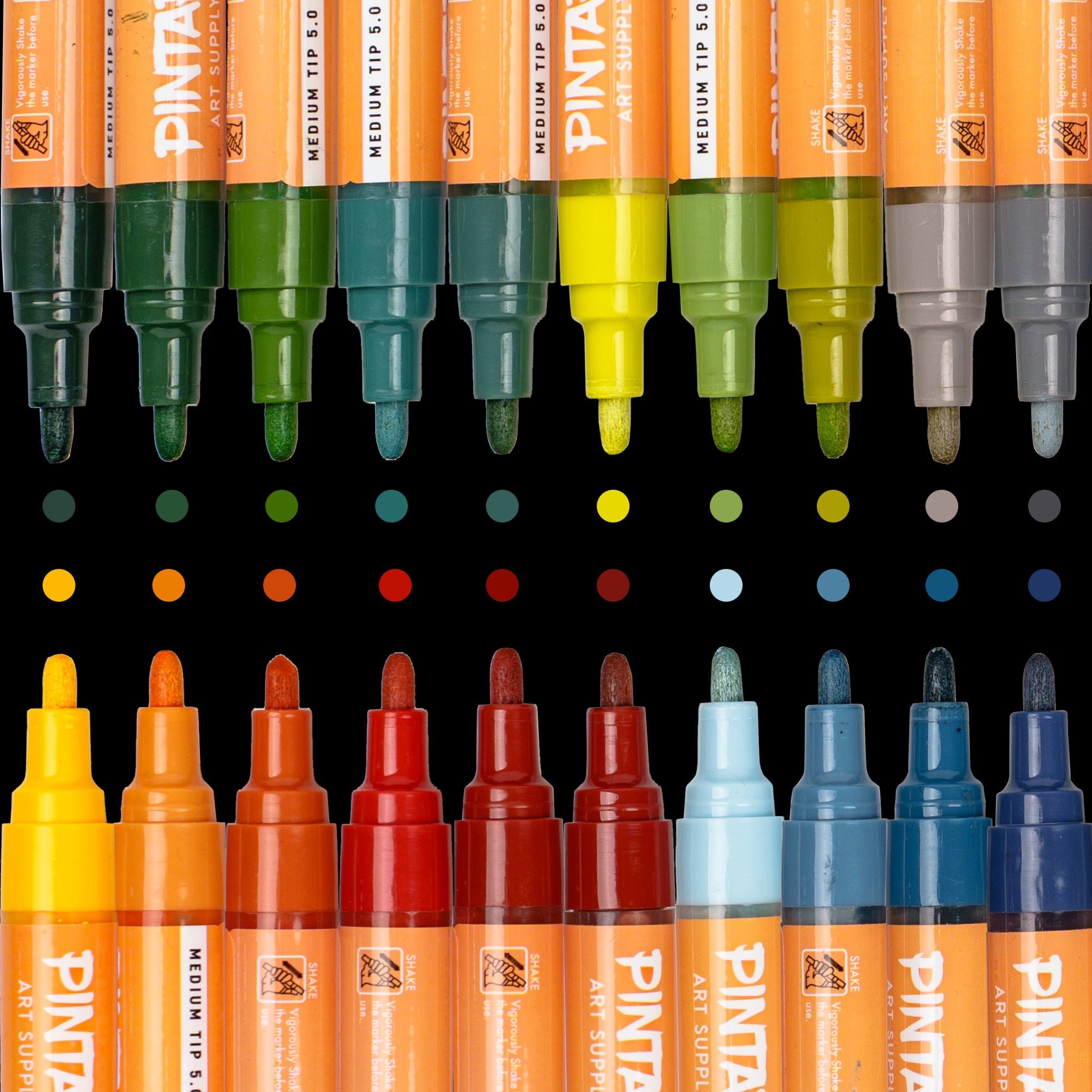 PINTAR Premium Acrylic Paint Pens - 4 (0.7mm), 4(1.0mm) & 4(5.0mm) Fine Tip  Pens For Rock Painting, Ceramic Glass, Wood, Glass (12 Black)