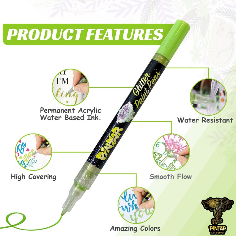 Pintar Glitter Paint Pens 14 Pack Acrylic Extra Fine Tip 0.7mm Etsy