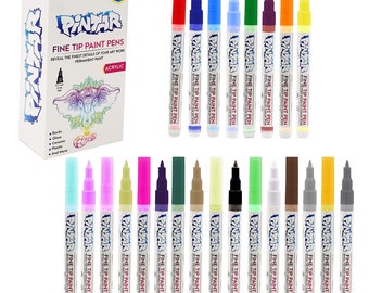 Pintar Acrylic Paint Pens 24 Pack Fine Tip & Earth Tone Paint Pens 0.7MM 20 Pack Marker Set with Extra Fine Tip (Bundle Deals)