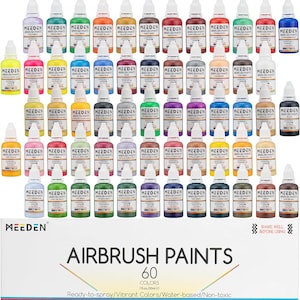 Meeden Acrylic Airbrush Paint For Model: 60 Colors X 30Ml|1Oz Air Brush Spray Paint Set Including Fluorescent And Metallic Colors