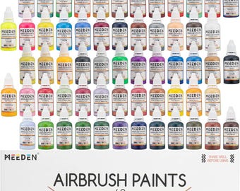 Meeden Acrylic Airbrush Paint For Model: 60 Colors X 30Ml|1Oz Air Brush Spray Paint Set Including Fluorescent And Metallic Colors