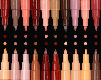 Pintar Skin Tone Acrylic Paint Markers – Extra Fine Tip Paint Pens for Portraits, Rock Painting, Wood & DIY Crafts | Pack of 20, 0.7mm