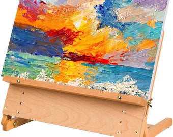 MEEDEN Large Drawing Board Easel, Solid Beech Wooden Tabletop H-Frame Adjustable Easel Artist Board, Holds Canvas up to 23" high