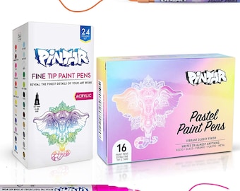 PINTAR Premium Acrylic Paint Pens - (24-Pack) Fine Tip Pens & Pastel 0.7mm Ultra Fine Tips, Water-based Acrylic Paint Pens (Bundle Deals)