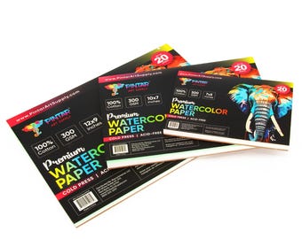Pintar Watercolor Paper Block, 100% Cotton, 140lb|300gsm, Rough Grain, 20 Sheets, 10”x7" Paper Pad | Watercolor Book for  Gouache, Oil and D
