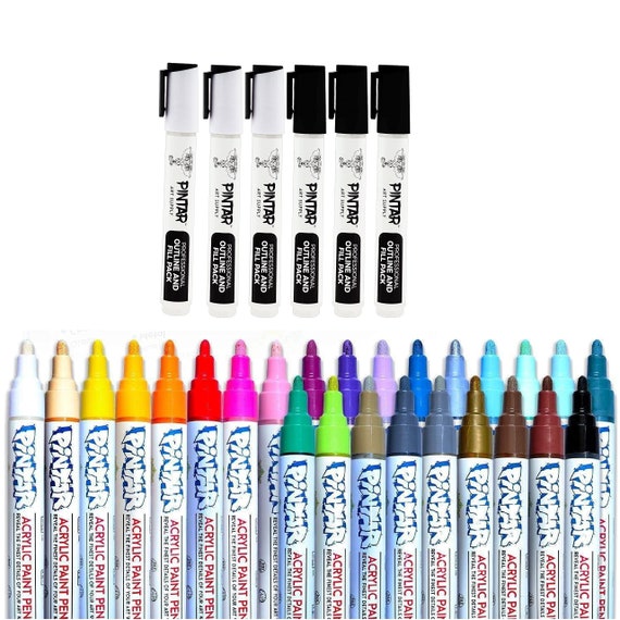 Pintar Outline and Fill Pack Set of 18 Black/white Paint Markers
