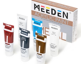 Meeden 6-Color Metallic Acrylic Paint, 120 Ml|4.06 Oz Tubes Heavy Body Acrylic Paint Set, Rich Pigments Non-Toxic Art & Craft Paints For Art
