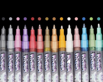 PINTAR Metallic Markers Paint - Extra Fine 0.7mm Tip Paint Pens - Acrylic Paint Pens for Rock Painting - Pack of 14, 0.7mm
