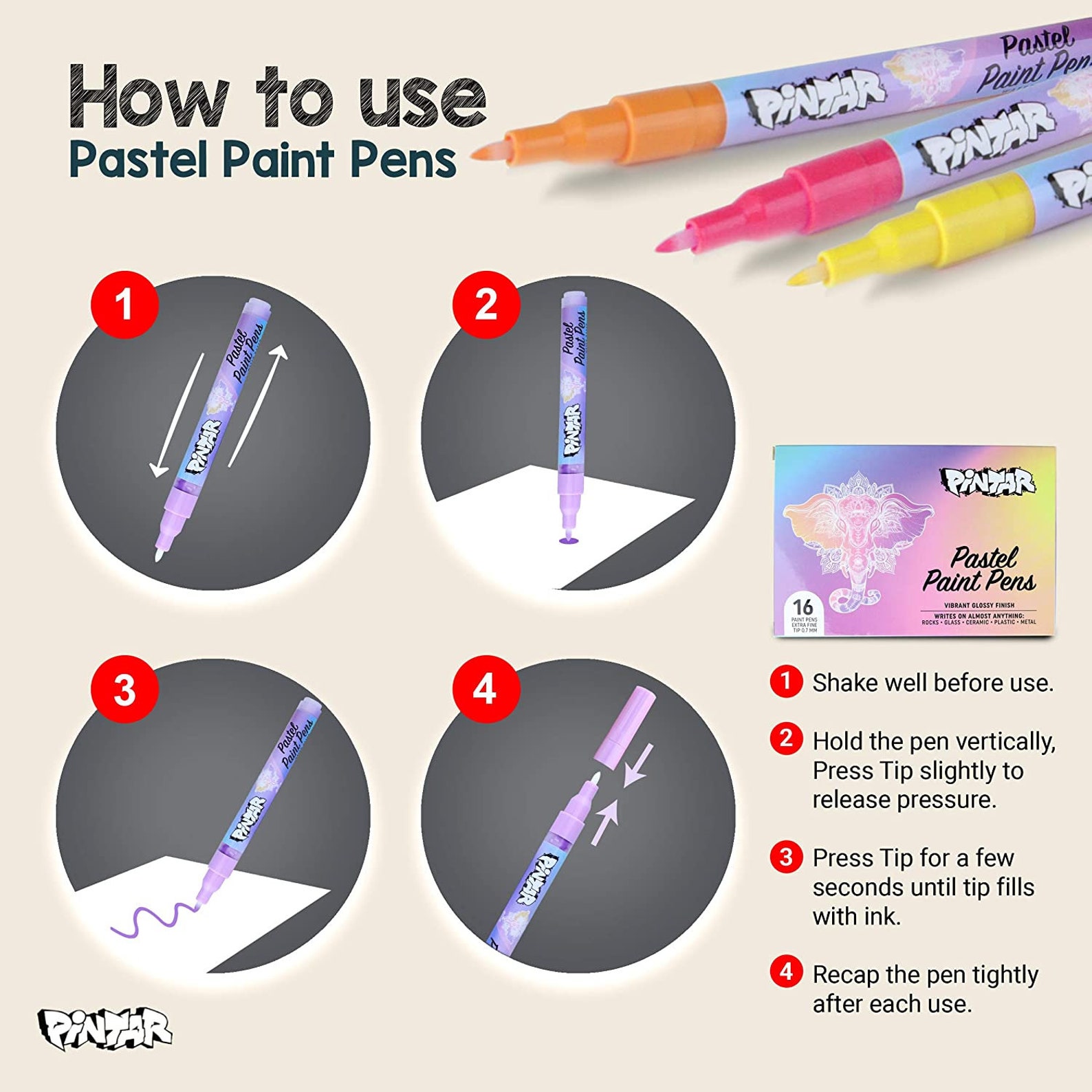 Pintar 16 Pack Acrylic Pastel Paint Pens with 0.7mm Ultra Fine Etsy