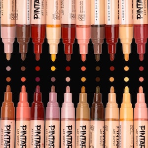 PINTAR Skin Tone Markers Medium Tip - Skin Tone Watercolor Paint Pens - Acrylic Paint Pens for Rock Painting - Pack of 20, 5.0 mm