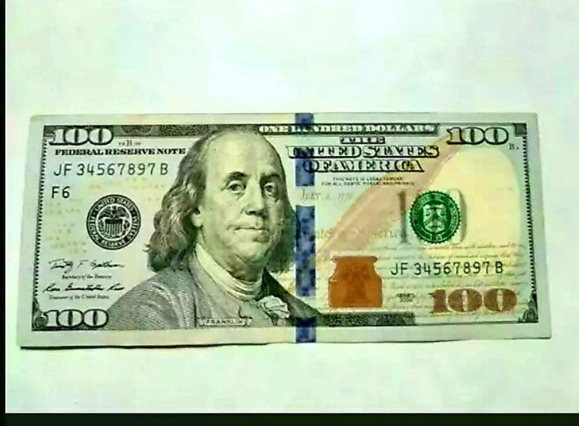 Perfect ladder serial number 3456789 hundred dollar bill Etsy