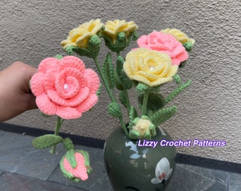 Easy Crochet Rose PATTERN only PDF instant download Crochet flower pattern