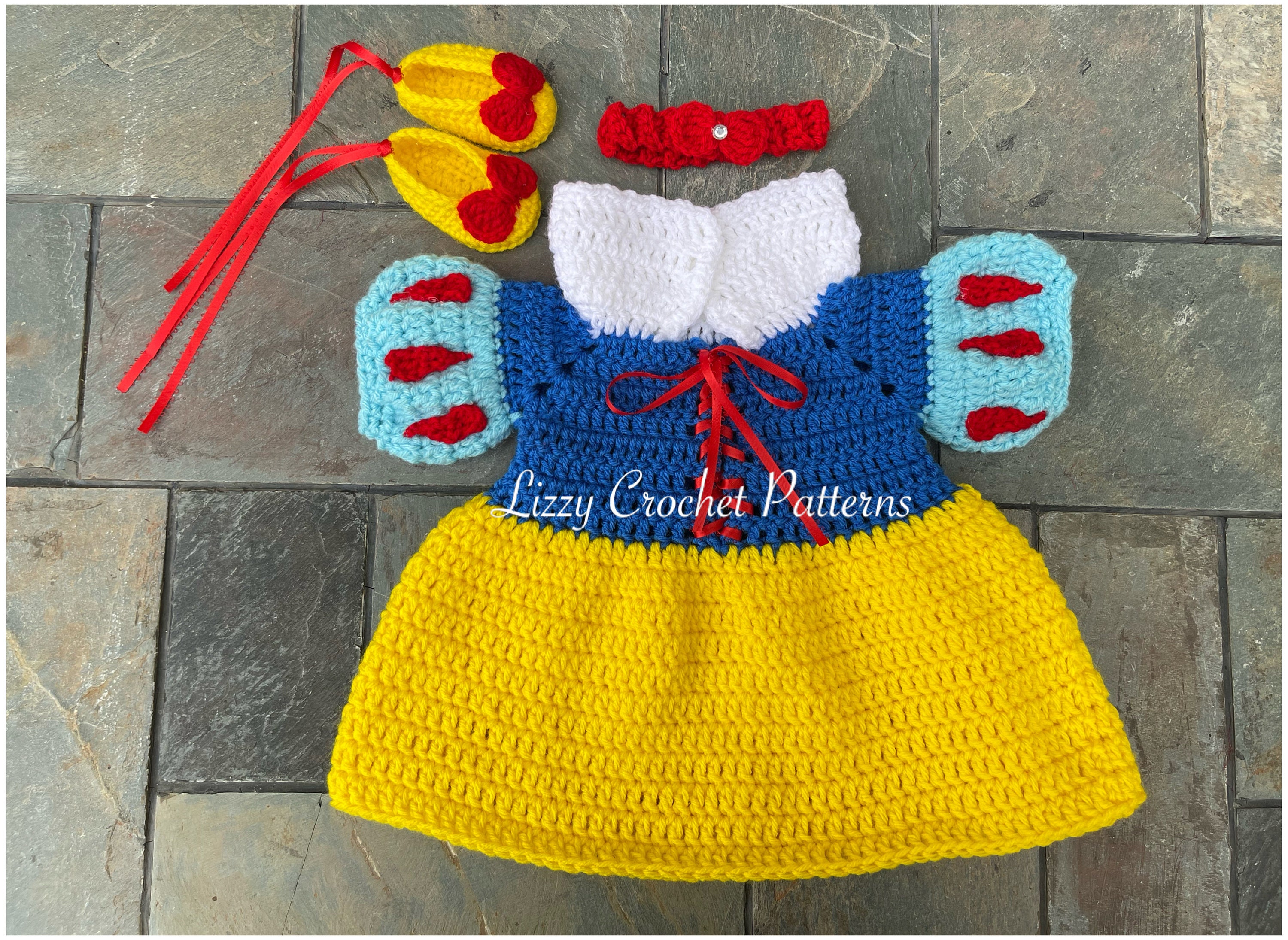 Crochet Snow White Inspired Baby Dress Pattern Only PDF Instant Download  0-3 Months, Include the Pattern for Dress, Booties and Headband. - Etsy