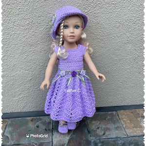 CROCHET PATTERN 18&quot; Doll Dress PDF instant download Crochet Pattern for American Girl Doll