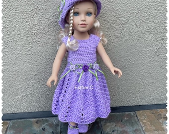 CROCHET PATTERN 18" Doll Dress PDF instant download Crochet Pattern for American Girl Doll