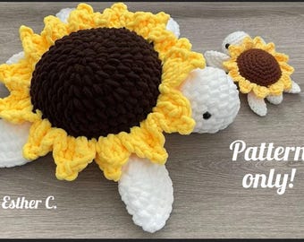 SUNFLOWER TURTLE CROCHET pattern instant download pdf super cute sea turtle