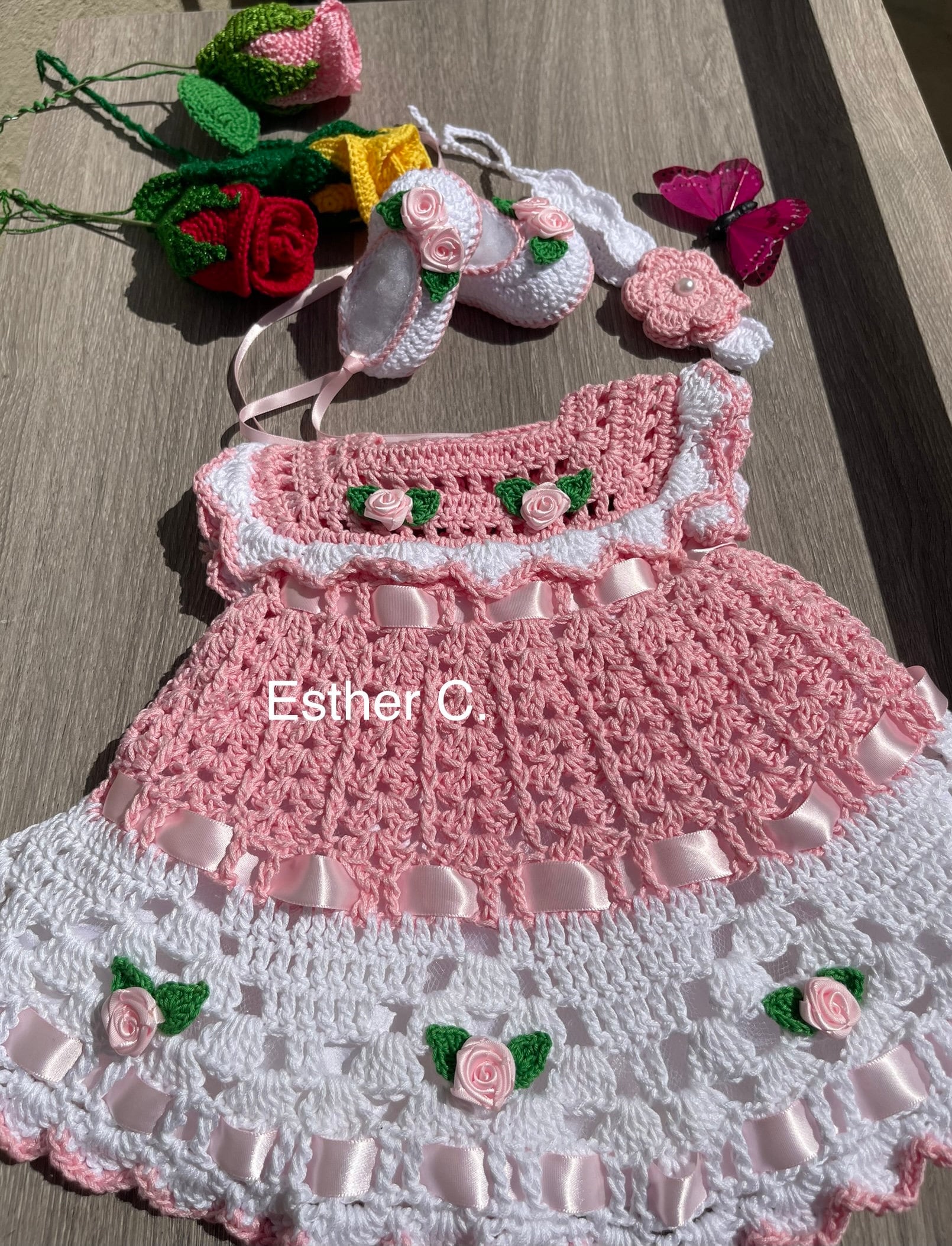 Crochet Baby Dress Pattern PDF 4 Sizes 0 3 3 6 6 9 and 9 12