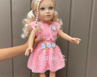 18" Doll Dress Pattern PDF American Girl Doll Schnittmuster Häkelkleid, Bolero und Schuhe