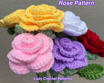 Easy Crochet Rose Pattern PDF Valentine Crochet Pattern DIY Crochet Rose Pattern