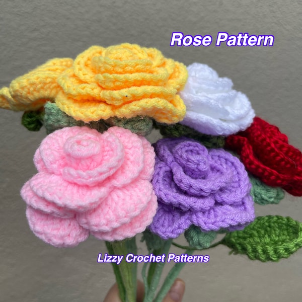 Easy Crochet Rose Pattern PDF Valentine Crochet Pattern DIY Crochet Rose Pattern