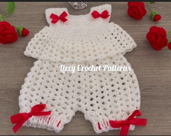 Crochet Baby Set PATTERN only 0-3 months Crochet Top and Diaper  Cover pattern
