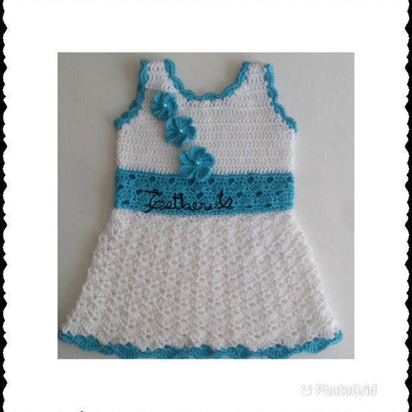 Crochet baby dress pattern 0-3, 3-6, 6-9, 9-12 and 12-18 months PDF instant download