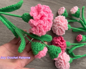 Crochet Carnations Flower PATTERN only PDF instant download Quick and Easy to make