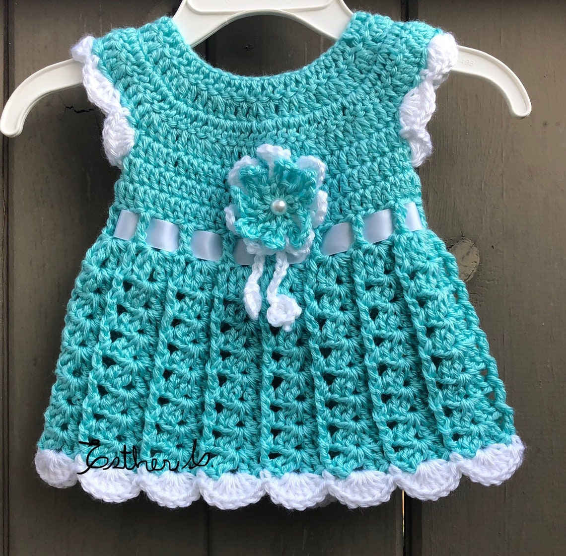 Crochet Baby Dress Pattern 0-3 Months - Etsy Sweden