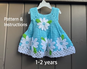 Crochet Baby Dress PATTERN only PDF 1-2 years