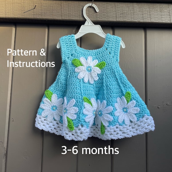 Crochet  Daisy Baby Dress Pattern 3-6 months