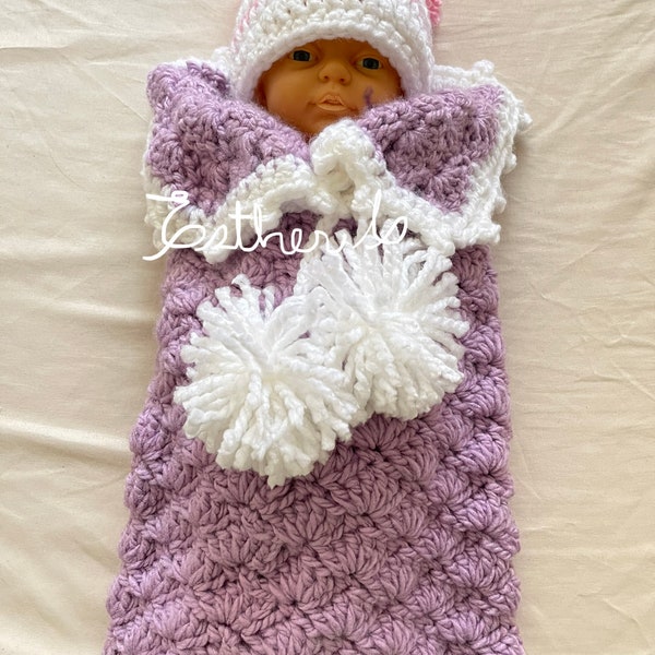 Crochet cocoon and hat pattern newborn-toddler sizes