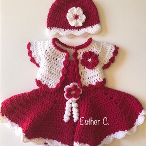 Precioso conjunto de 4 vestidos de bebé de ganchillo, patrón de descarga instantánea (fácil de seguir), de 3 a 6 meses.